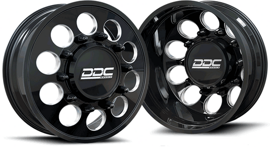 DDC Wheels | 1994-2018 Dodge Ram 3500 The Hole 20x8.5 Black / Milled Dually Wheel
