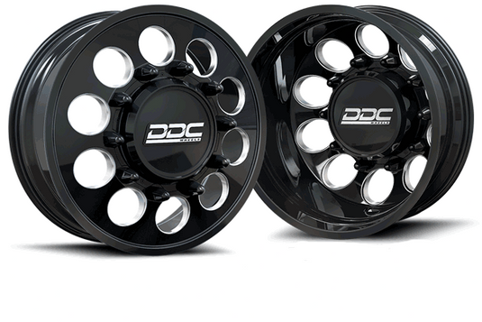 DDC Wheels | 2019-2023 Dodge Ram 3500 The Hole 20x8.5 Black / Milled Dually Wheel | 03BM-200-08-12DR