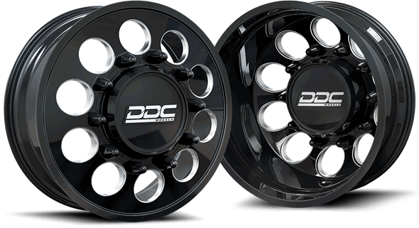 DDC Wheels | 2019-2023 Dodge Ram 3500 The Hole 22x8.5 Black / Milled Dually Wheel | 03BM-200-28-12DR