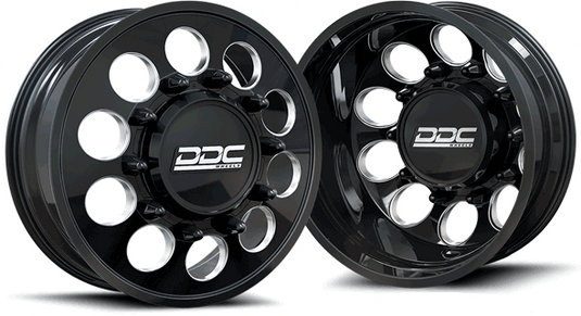 DDC Wheels | 2019-2023 Dodge Ram 3500 The Hole 22x8.5 Black / Milled Dually Wheel