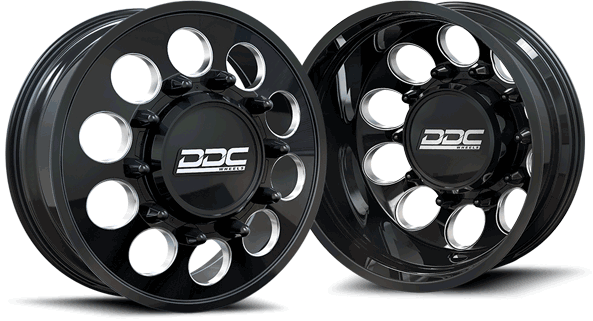 DDC Wheels | 2008-2023 Dodge Ram 4500 / 5500 The Hole 22x8.5 Black / Milled Dually Wheel | 03BM-225-28-12DR