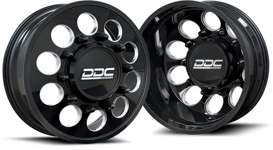 DDC Wheels | 2005-2023 Ford F-350 The Hole 22x8.5 Black / Milled Dually Wheel