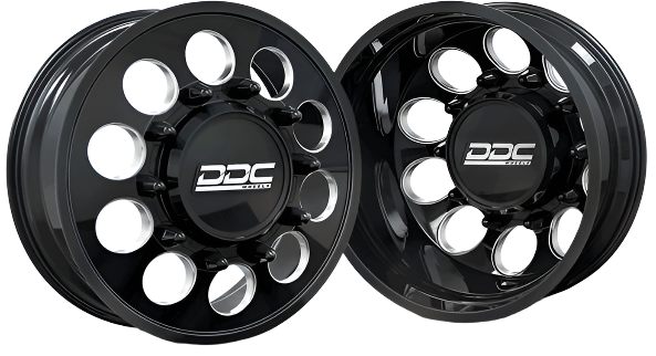 DDC Wheels | 2005-2010 Ford F-450 The Hole 20x8.5 Black / Milled Dually Wheel Kit