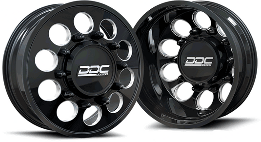 DDC Wheels | 2005-2010 Ford F-450 The Hole 20x8.5 Black / Milled Dually Wheel