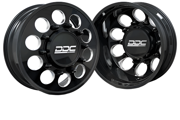 DDC Wheels | 2011-2014 Ford F-450 The Hole 20x8.5 Black / Milled Dually Wheel Kit