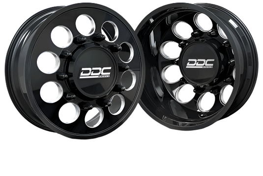 DDC Wheels | 2011-2014 Ford F-450 The Hole 20x8.5 Black / Milled Dually Wheel Kit