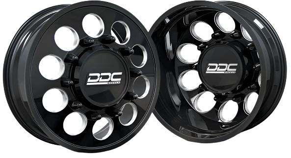 DDC Wheels | 2015-2023 Ford F-450 / F-550 The Hole 22x8.5 Black / Milled Dually Wheel