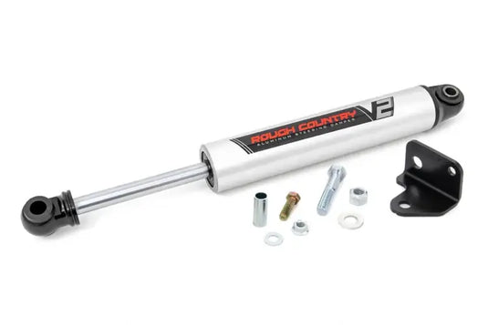 Rough Country | 2007-2018 Jeep Wrangler JK V2 Steering Stabilizer With Relocation Bracket | 8730670