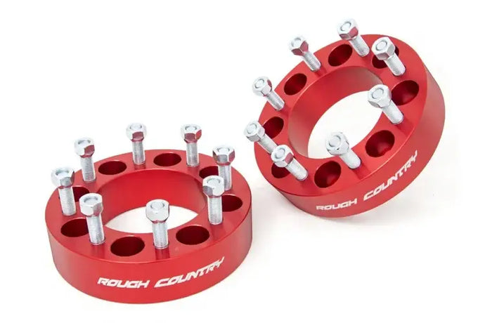 Rough Country | 2003-2024 Ford Super Duty 4WD 2 Inch Wheel Spacers - Anodized Red