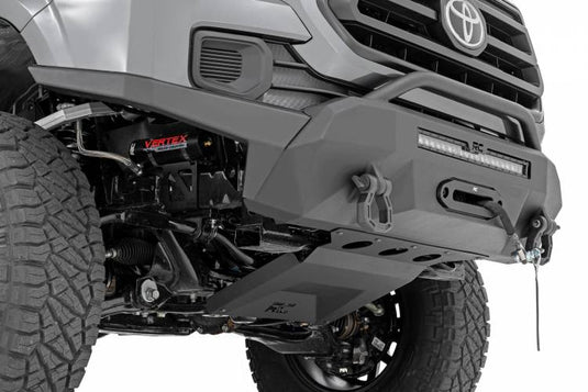 Rough Country | 2016-2023 Toyota Tacoma Front Hybrid High Clearance Bumper - Black Lights With White DRL - Winch Mount Only