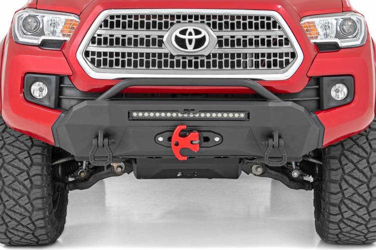 Load image into Gallery viewer, Rough Country | 2016-2023 Toyota Tacoma Hybrid Front Bumper - Winch Mount Only - Black Lights
