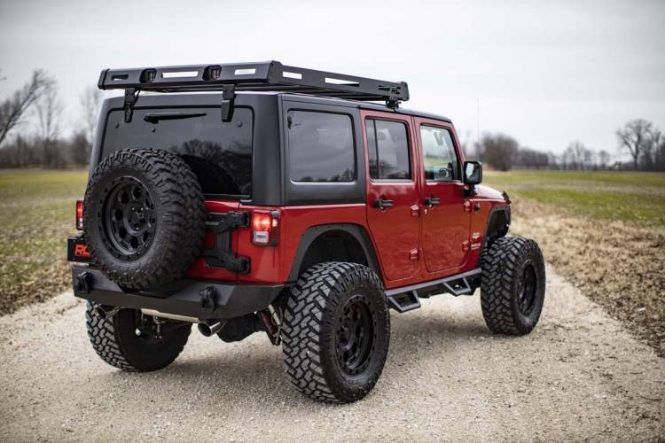 Load image into Gallery viewer, Rough Country | 2007-2018 Jeep Wrangler JK 4WD Roof Rack With LED Lights | 10615
