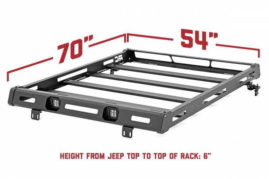 Rough Country | 2007-2018 Jeep Wrangler JK 4WD Roof Rack With LED Lights | 10615