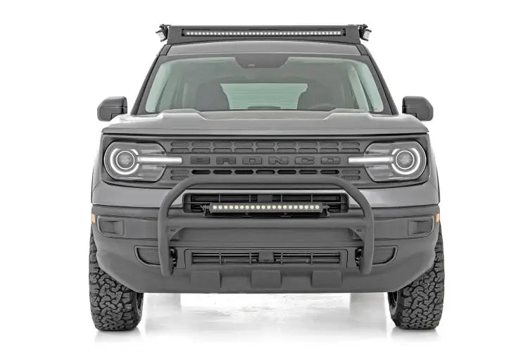 Load image into Gallery viewer, Rough Country | 2021-2023 Ford Bronco Sport 4WD Nudge Bar - Black Series Light With White DRL
