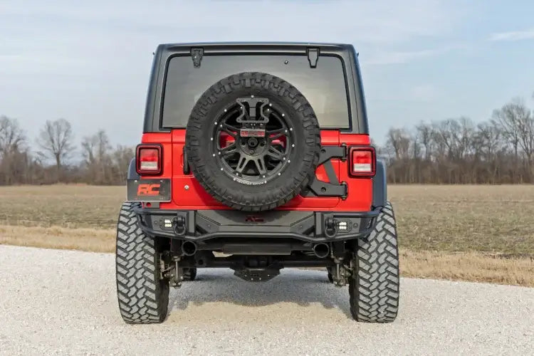 Load image into Gallery viewer, Rough Country | 2018-2024 Jeep Wrangler JL / Wrangler 4XE 4WD Tubular Rear Bumper
