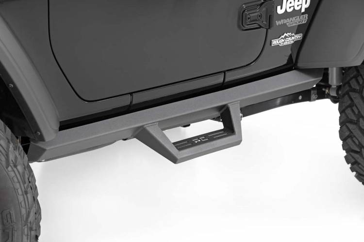 Load image into Gallery viewer, Rough Country | 2018-2024 Jeep Wrangler JL 4WD 2 Door Contoured Drop Steps
