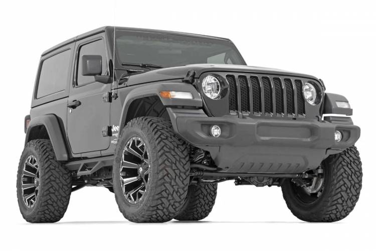 Load image into Gallery viewer, Rough Country | 2018-2024 Jeep Wrangler JL 4WD 2 Door Contoured Drop Steps
