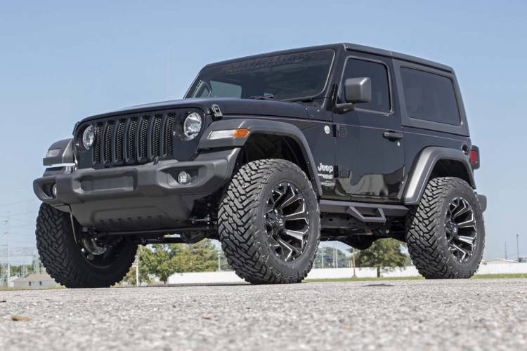 Load image into Gallery viewer, Rough Country | 2018-2024 Jeep Wrangler JL 4WD 2 Door Contoured Drop Steps
