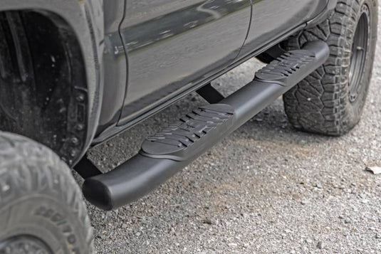 Rough Country | 2005-2023 Toyota Tacoma Double Cab 2WD / 4WD Black Oval Nerf Steps