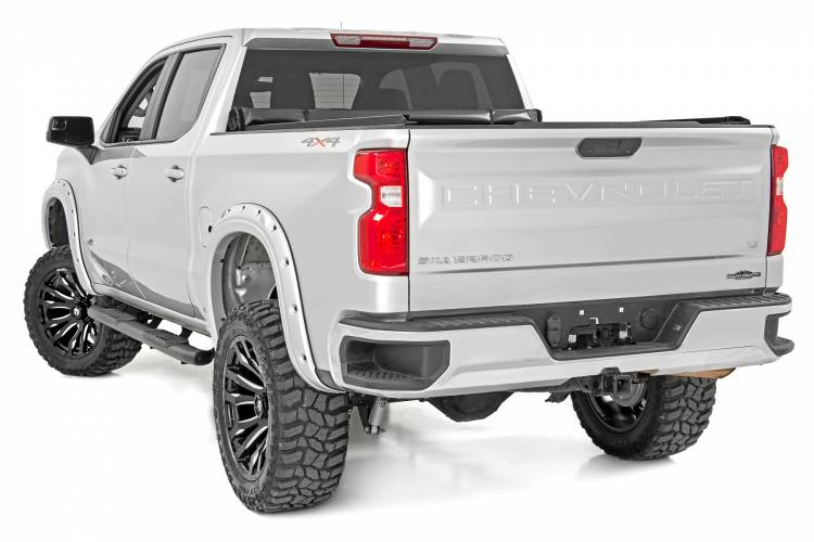 Load image into Gallery viewer, Rough Country | 2019-2024 GM 1500 / 2500 HD / 3500 HD Black Oval Nerf Steps - Crew Cab - DEF Tank
