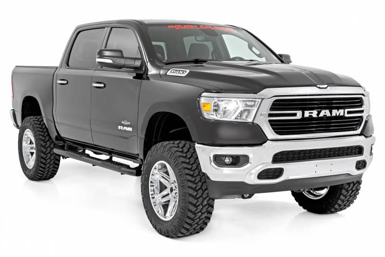 Load image into Gallery viewer, Rough Country | 2019-2024 Dodge Ram 1500 Crew Cab / 2021-2024 TRX Black Oval Nerf Steps
