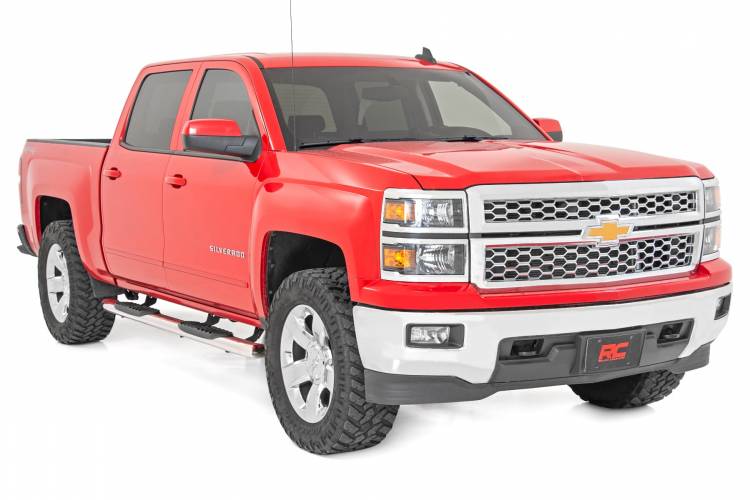 Load image into Gallery viewer, Rough Country | 2007-2019 GM 1500 / 2500 HD / 3500 HD Crew Cab Stainless Oval Steps
