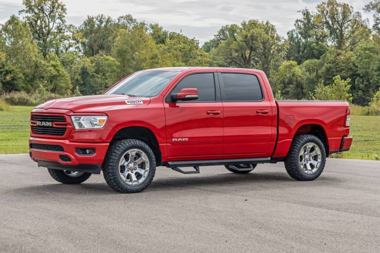 Load image into Gallery viewer, Rough Country | 2019-2024 Dodge Ram 1500 Crew Cab / 2021-2024 TRX SRX2 Adjustable Aluminum Steps
