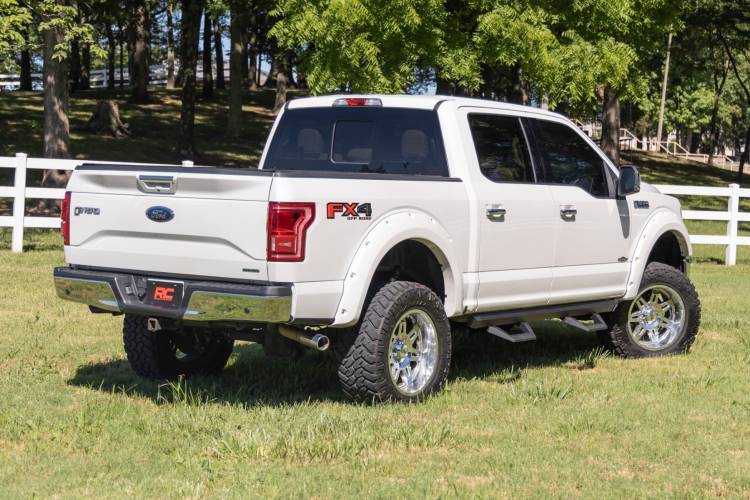 Load image into Gallery viewer, Rough Country | 2015-2021 Ford F150 / Super Duty Crew Cab SRX2 Adjustable Aluminum Steps
