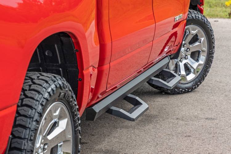 Load image into Gallery viewer, Rough Country | 2019-2024 Dodge Ram 1500 Crew Cab / 2021-2024 TRX SR2 Adjustable Aluminum Steps
