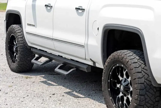 Rough Country | 2007-2018 GM 1500 / 2500 HD / 3500 HD Crew Cab SR2 Adjustable Aluminum Steps | 12001