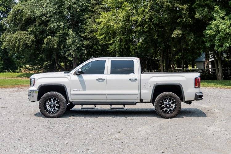 Load image into Gallery viewer, Rough Country | 2007-2018 GM 1500 / 2500 HD / 3500 HD Crew Cab SR2 Adjustable Aluminum Steps | 12001
