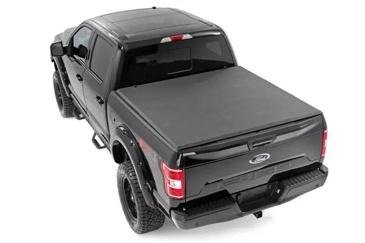 Load image into Gallery viewer, Rough Country | 2015-2020 Ford F150 Soft Tri-Fold Bed Cover - 6&#39; 5 Inch Bed Without Cargo Management System
