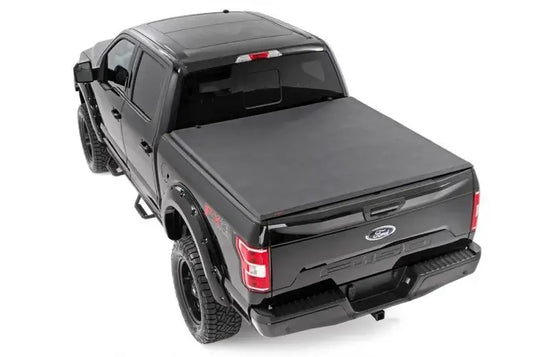 Rough Country | 2015-2020 Ford F150 Soft Tri-Fold Bed Cover - 6' 5 Inch Bed Without Cargo Management System