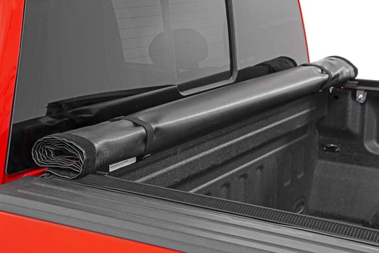 Rough Country | 2022-2023 Toyota Tundra 5' 5 Inch Soft Roll Up Bed Cover With Factory Cargo Management System