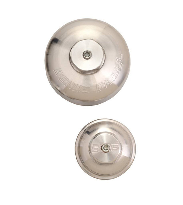 Beans Diesel | KIT 2 Caps- Billet 6.0L Power Stroke Upper Fuel Filter Cap (6.0 Small) and Oil Filter Cap