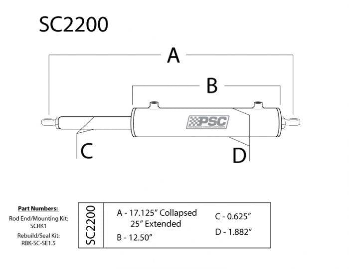 Load image into Gallery viewer, PSC | Single Ended Steering Assist Cylinder 1.5 Inch Bore X 8 Inch Stroke
