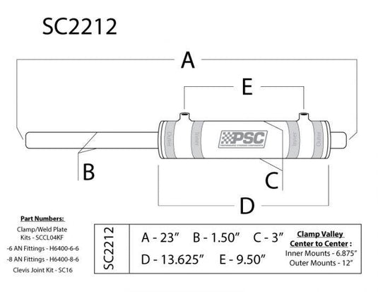 PSC | 2.5 Inch Bore X 8 Inch Stroke Double Ended Steering Cylinder