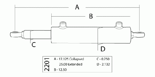 PSC | Single Ended Steering Assist Cylinder 1.75 Inch Bore X 8 Inch Stroke