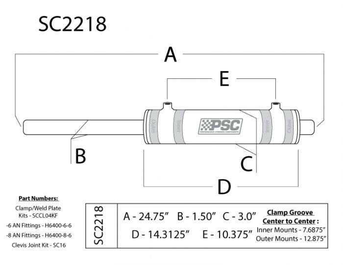 Load image into Gallery viewer, PSC | 2.5 Inch Bore X 8.75 Inch Stroke Double Ended Steering Cylinder
