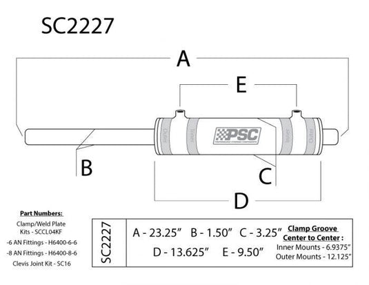 PSC | 2.75 Inch Bore X 8 Inch Stroke XD Dual Ended Steering Cylinder