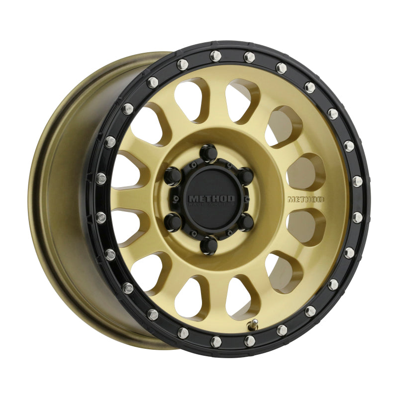Load image into Gallery viewer, Method | MR315 16x8 0mm Offset 6x5.5 106.25mm CB Gold/Black Street Loc Wheel

