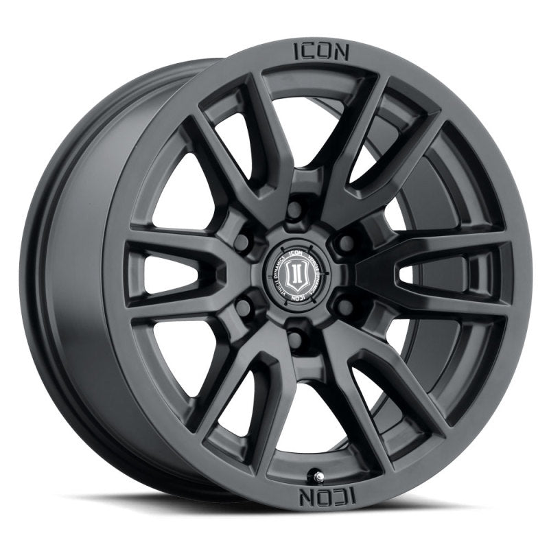 Load image into Gallery viewer, ICON Vector 6 17x8.5 6x5.5 25mm Offset 5.75in BS 95.1mm Bore Satin Black Wheel
