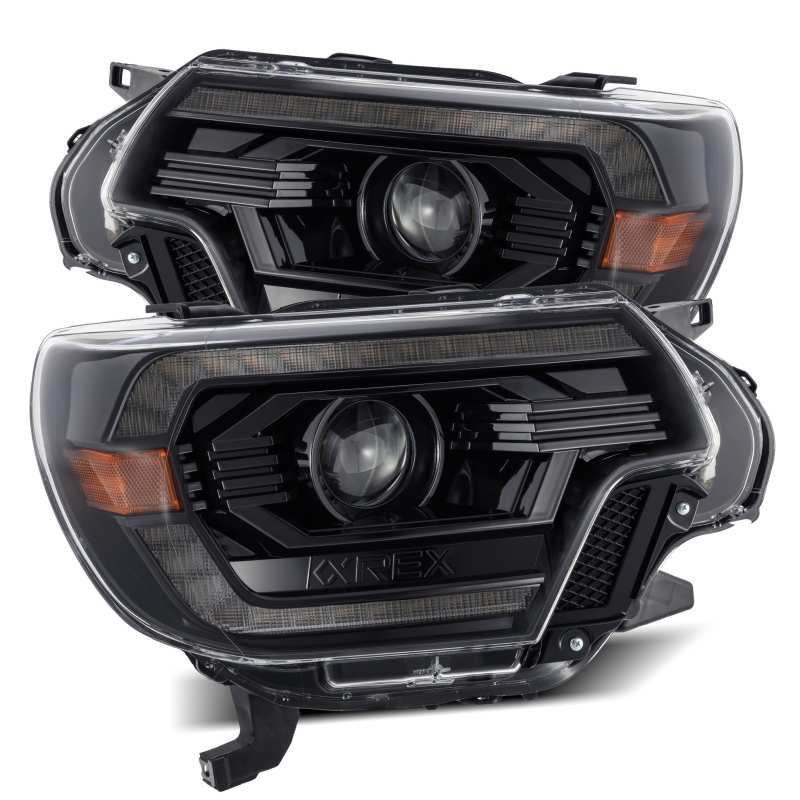 Load image into Gallery viewer, AlphaRex 12-15 Toyota Tacoma LUXX LED Projector Headlights Plank Style Alpha Black w/DRL
