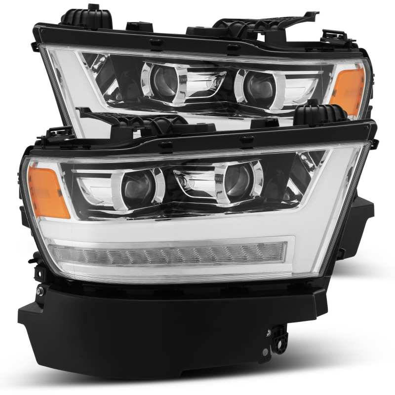 Load image into Gallery viewer, AlphaRex 19-20 Dodge Ram 1500 LUXX LED Proj Headlights Plank Chrome w/Activ Light/Seq Signal/DRL
