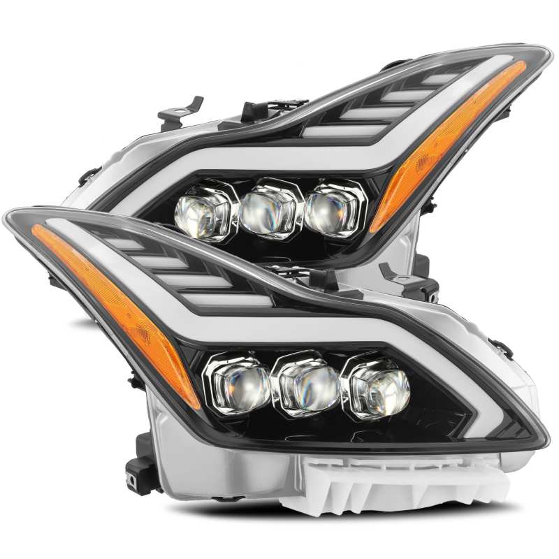 Load image into Gallery viewer, AlphaRex 08-13 Infiniti G37 NOVA LED Projector Headlights Plank Style Design Gloss Black
