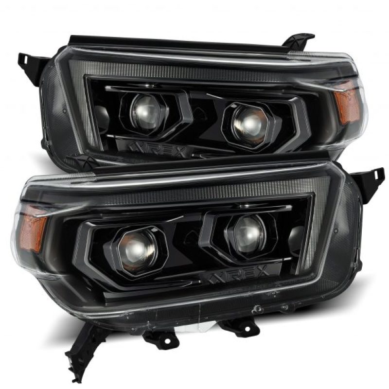 Load image into Gallery viewer, AlphaRex 10-13 Toyota 4Runner PRO-Series Proj Headlights Plank Style Alpha Blk w/Seq Signal/DRL
