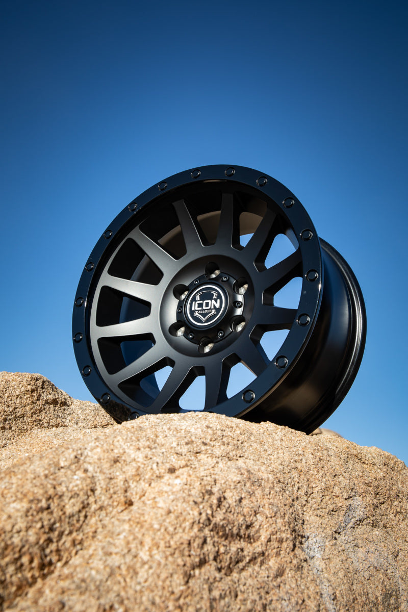 Load image into Gallery viewer, ICON Compression 17x8.5 6x135 6mm Offset 5in BS 87.1mm Bore Double Black Wheel
