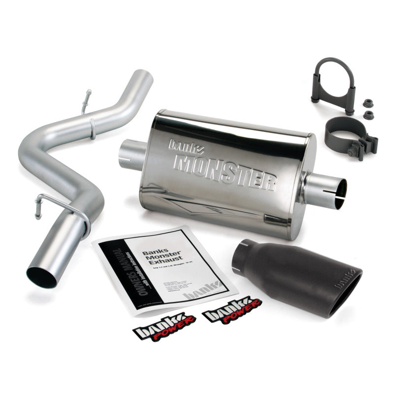 Load image into Gallery viewer, Banks Power | 1997-1999 Jeep 2.5 / 4.0L Wrangler Slip Fit Cat Monster Exhaust System - SS Single Exh With Blk Tip
