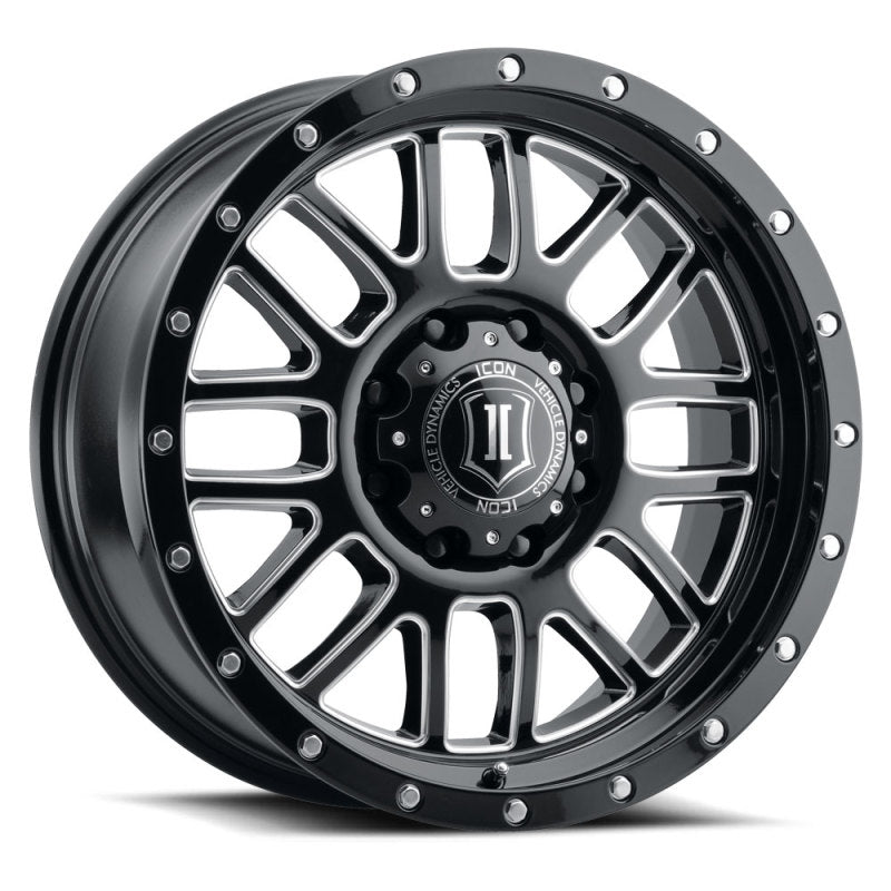 Load image into Gallery viewer, ICON Alpha 20x9 8x6.5in 19mm Offset 5.75in BS Gloss Black Milled Spokes Wheel
