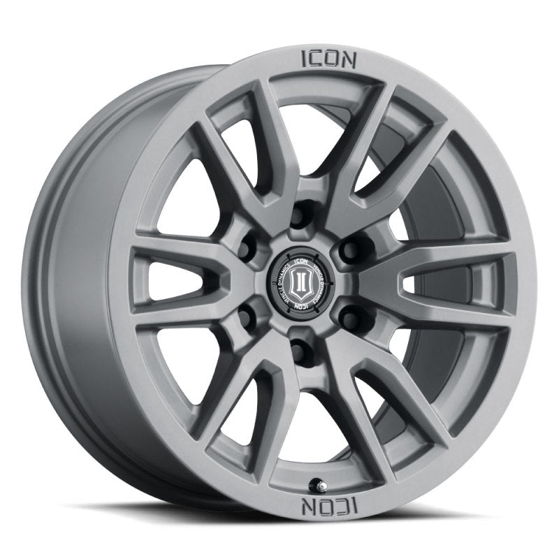 Load image into Gallery viewer, ICON Vector 6 17x8.5 6x135 6mm Offset 5in BS 87.1mm Bore Titanium Wheel
